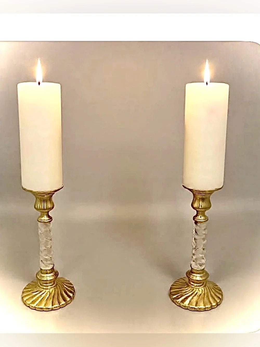 NWT DECORATIVE CRAFTS Pair Handcrafted Brass Candle Holders Tapers or Pillars